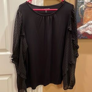 Loft XL Black Long Sleeve Shirt with Lace Arms